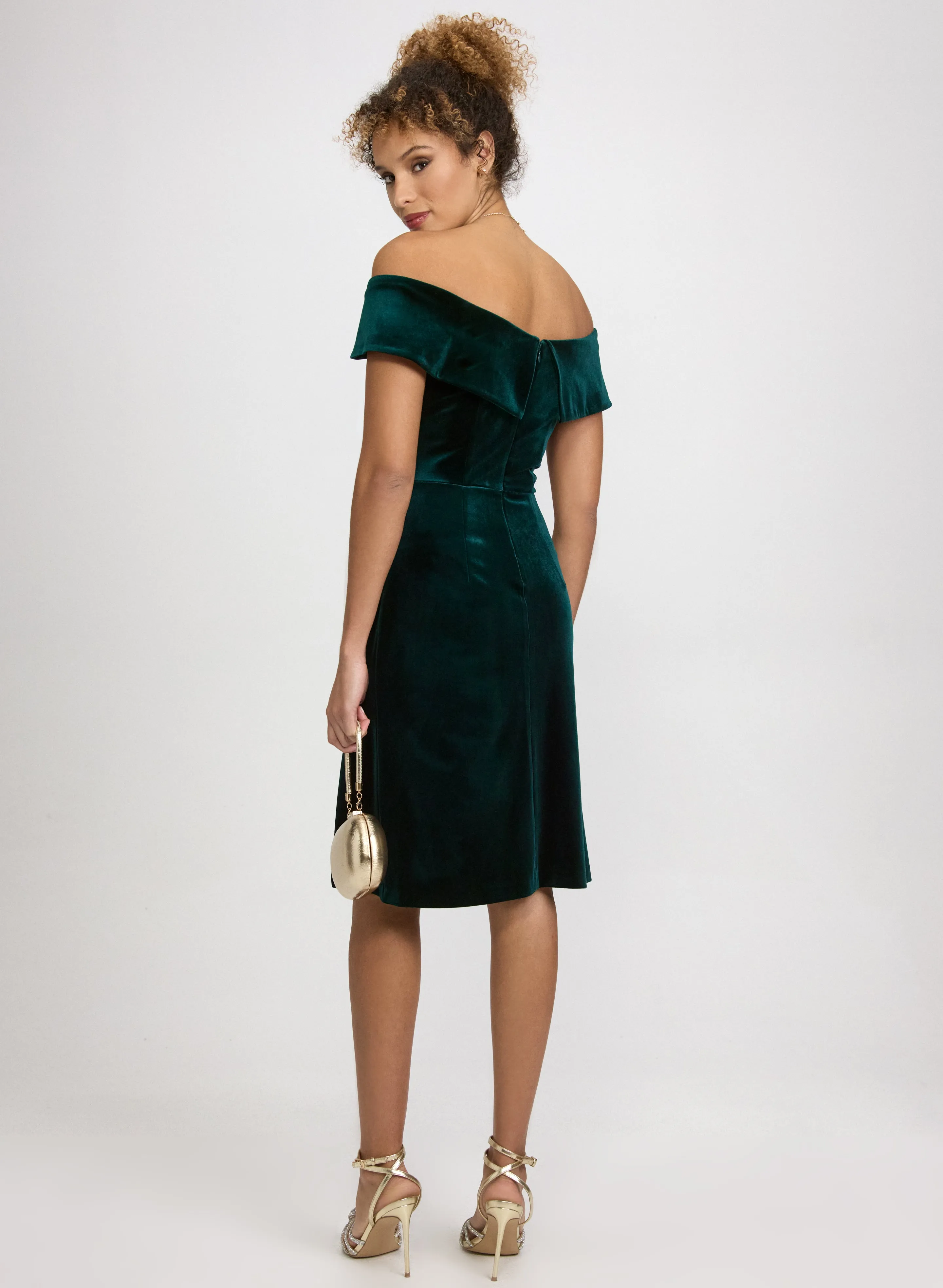 Off-The-Shoulder Velvet Dress sold by Laura product image thumbnail 4