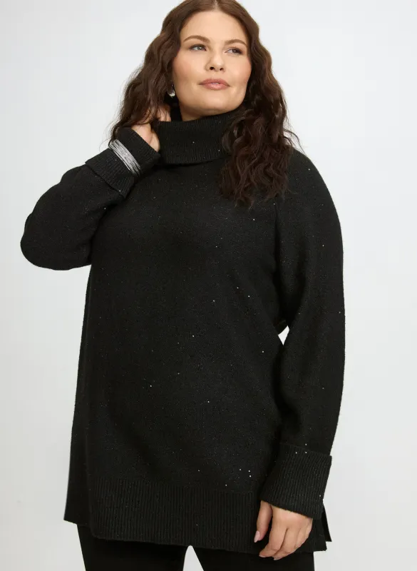 Sequined Cowl Neck Tunic Sweater made by Laura