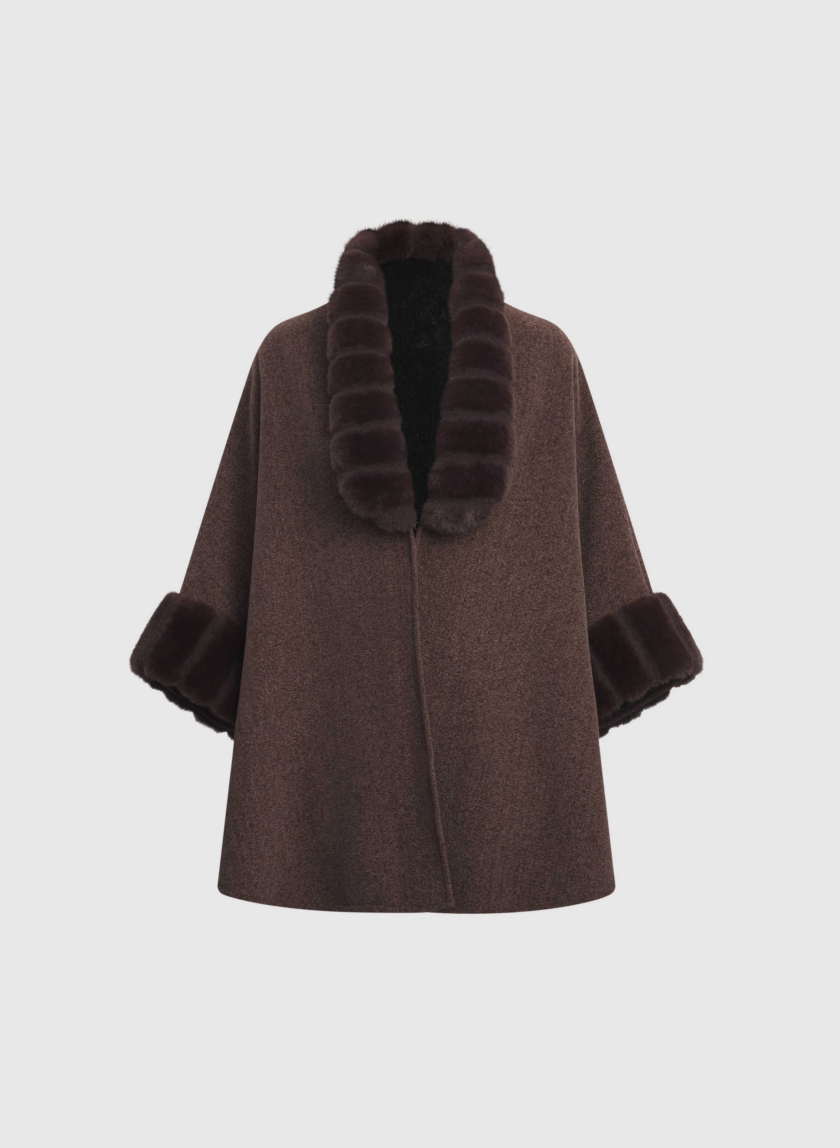 Faux Fur Trim Poncho sold by Laura product image thumbnail 5