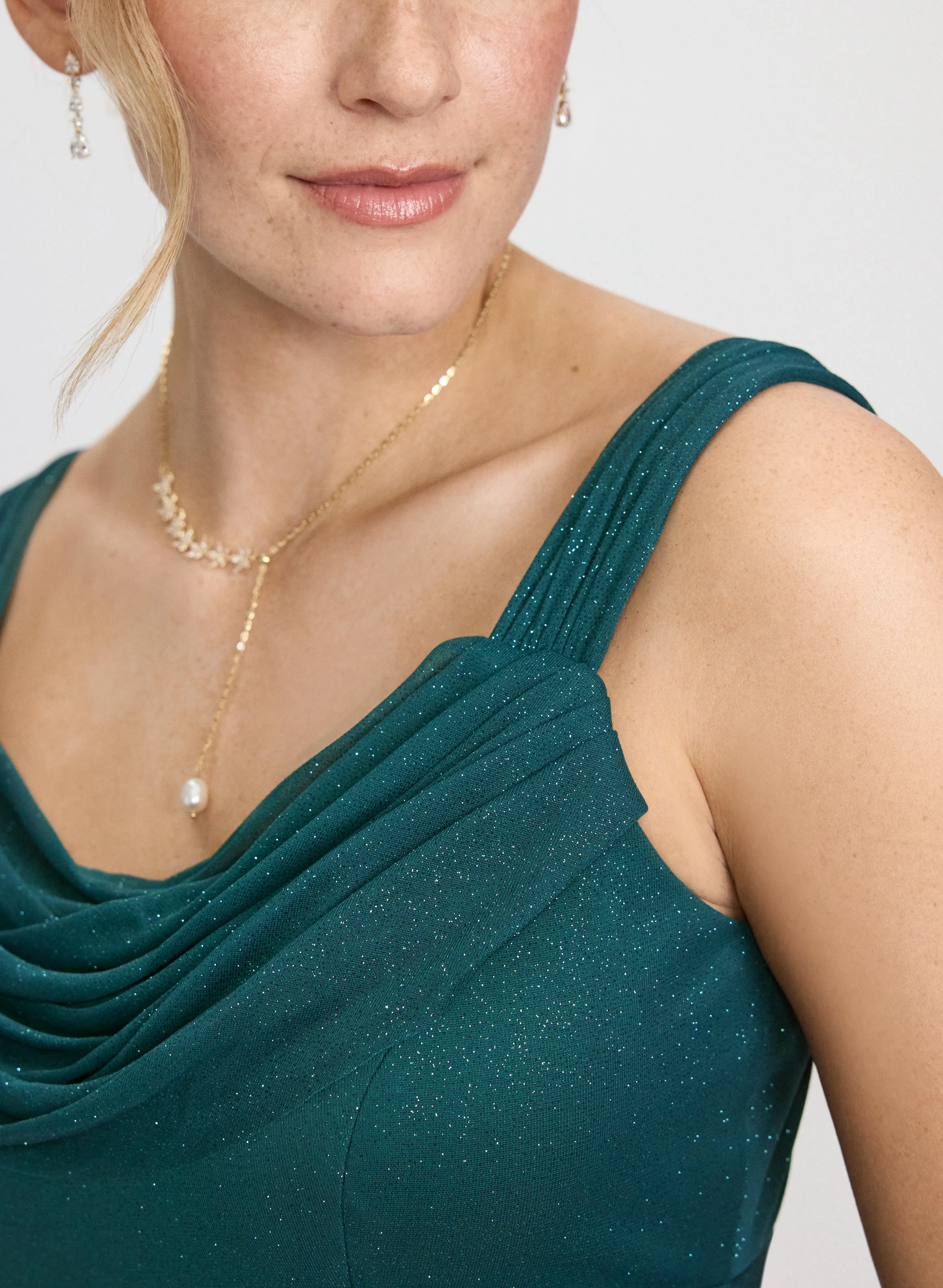 Cowl Neck Glitter Mesh Dress sold by Laura product image thumbnail 5