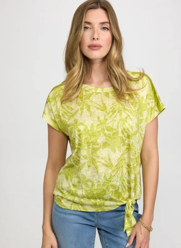Floral Tied-Hem T-Shirt sold by Laura
