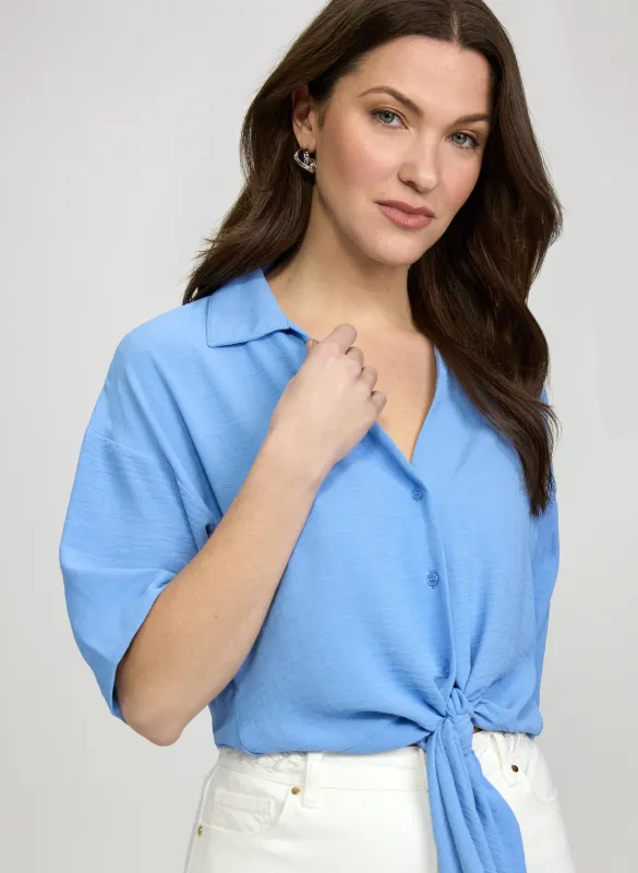 Textured Tie Front Blouse made by Laura