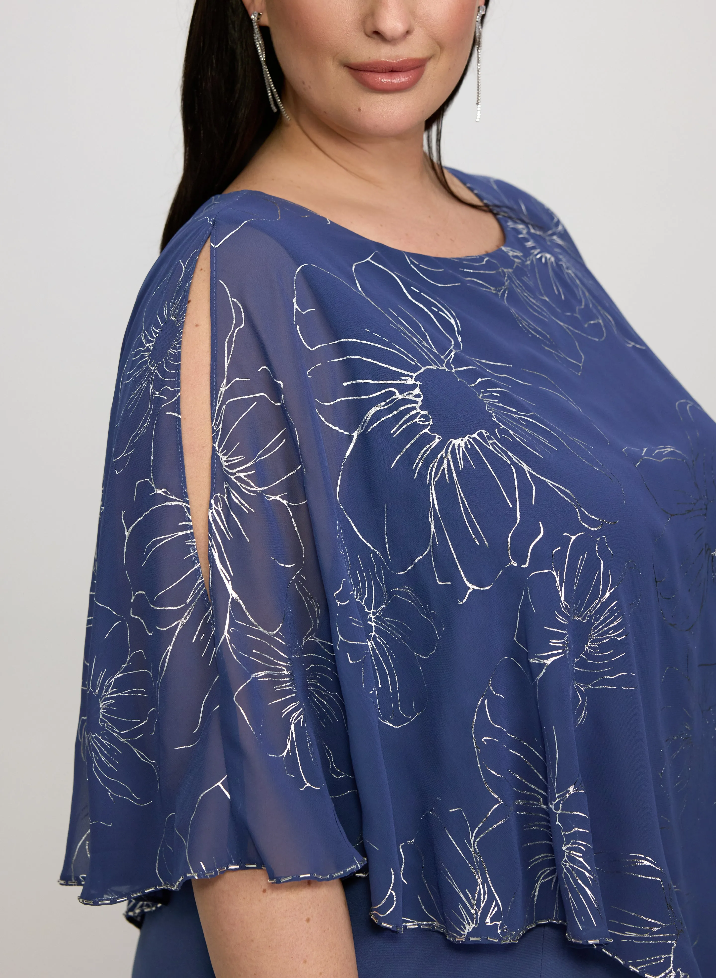 Metallic Floral Overlay Dress sold by Laura product image thumbnail 5