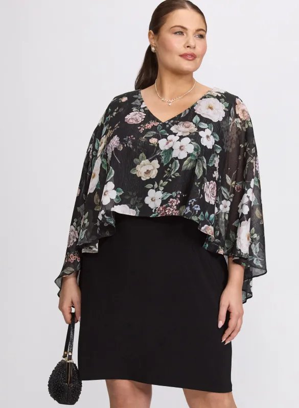 Floral Capelet Overlay Dress sold by Laura