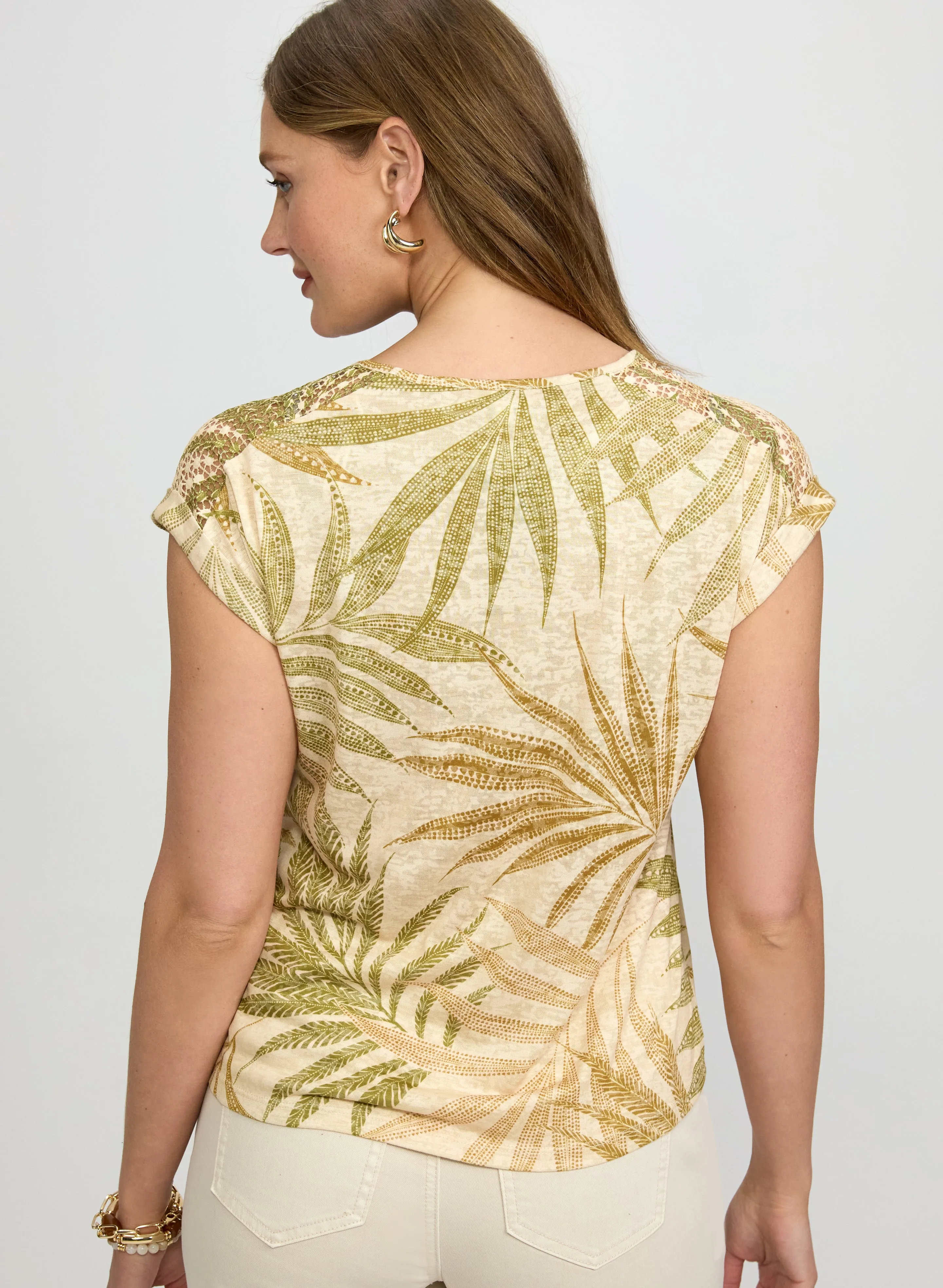 Tropical Leaf Print T-Shirt sold by Laura product image thumbnail 3