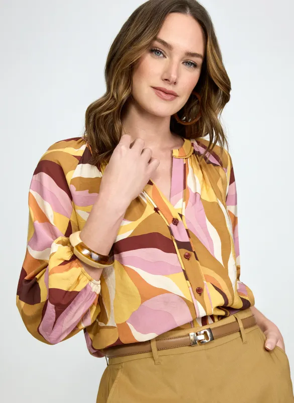 Multicolour Leaf Print Blouse made by Laura