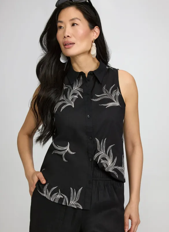 Leaf Embroidered Blouse made by Laura