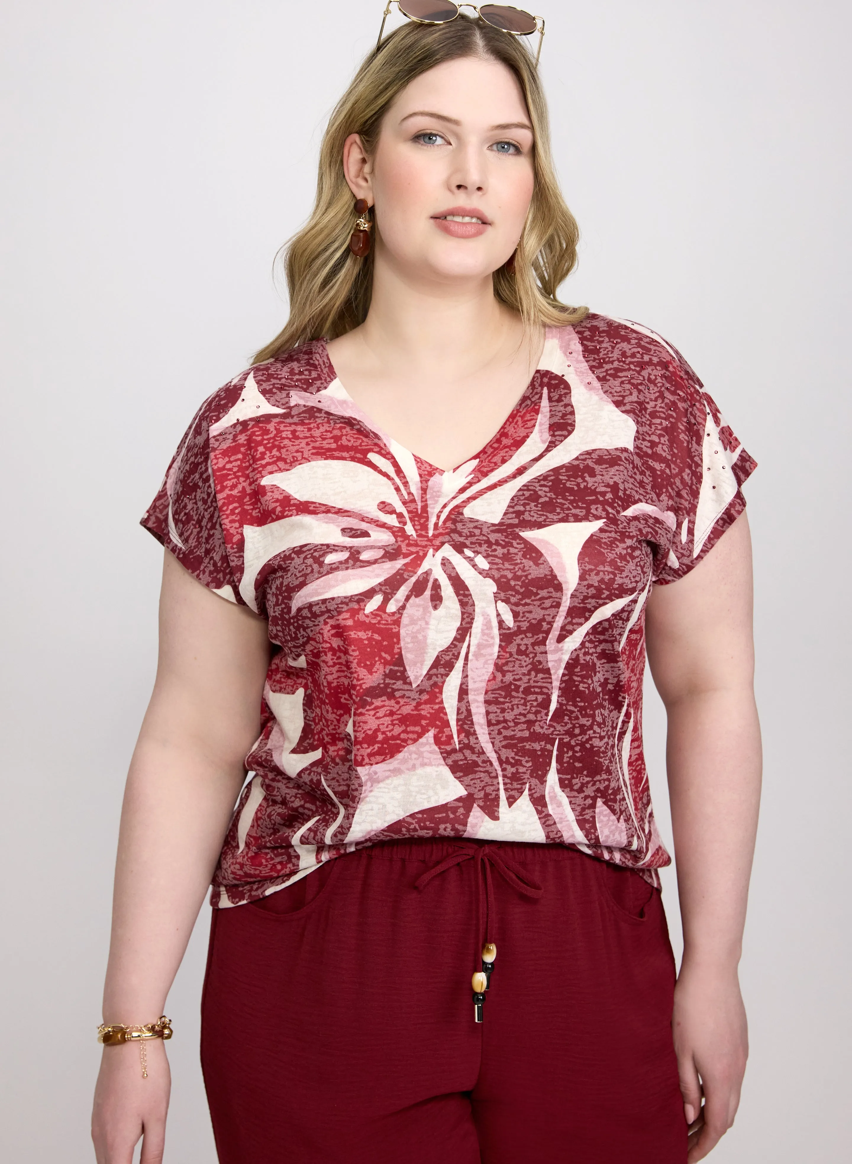 Floral Cap Sleeve T-Shirt sold by Laura