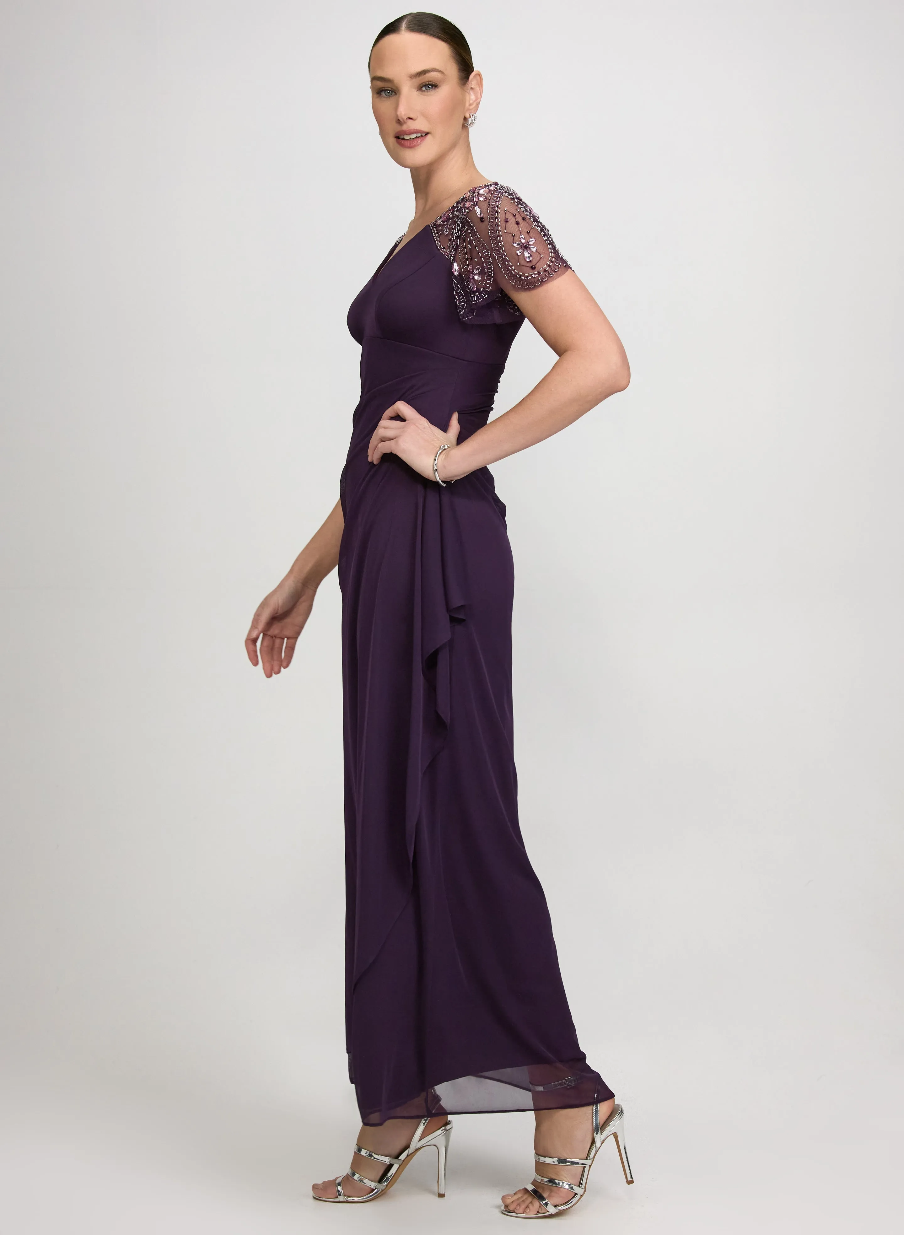 Beaded Flutter Sleeve Dress sold by Laura product image thumbnail 2