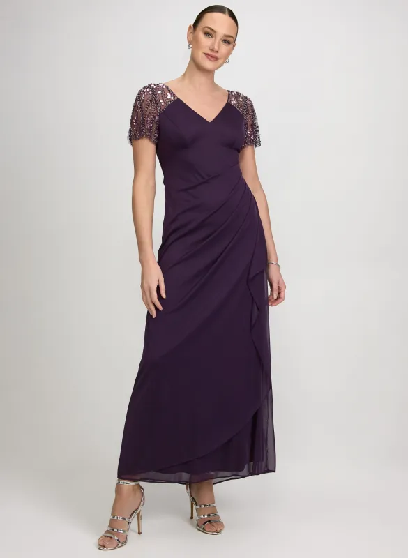 Beaded Flutter Sleeve Dress made by Laura