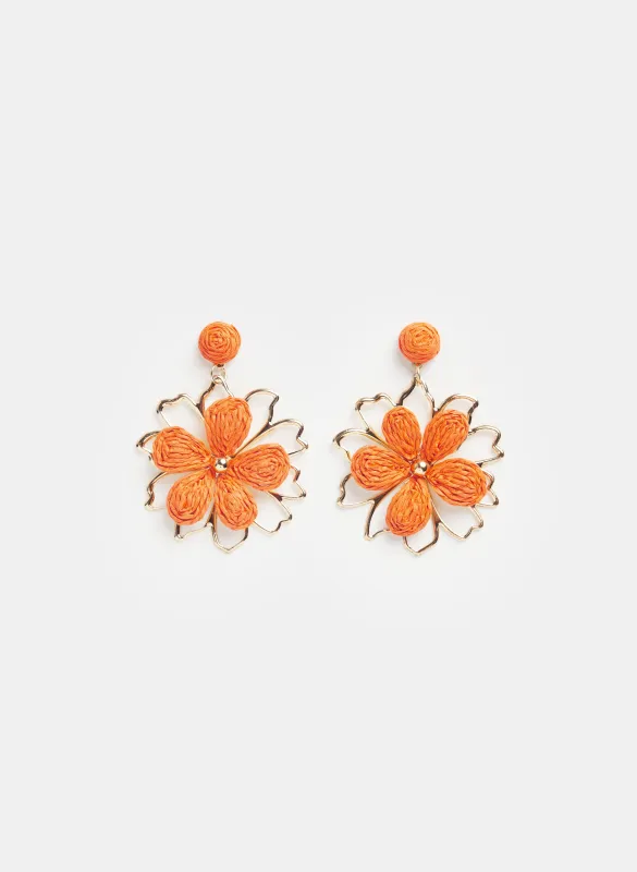 Floral Raffia Earrings made by Laura