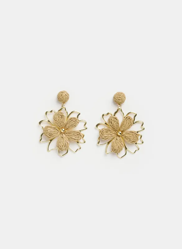 Floral Raffia Earrings made by Laura