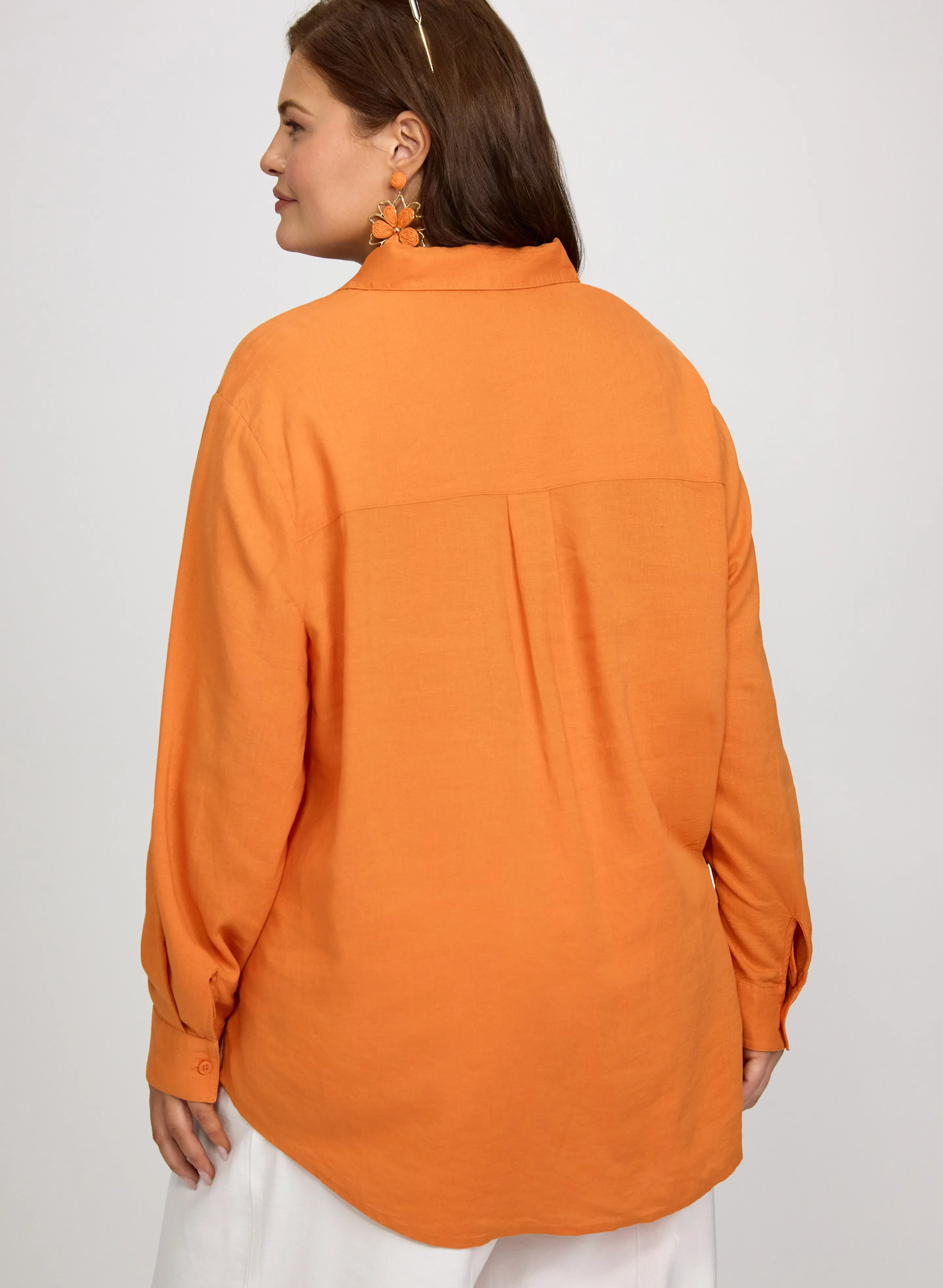 Linen-Blend Button-Down Blouse sold by Laura product image thumbnail 2