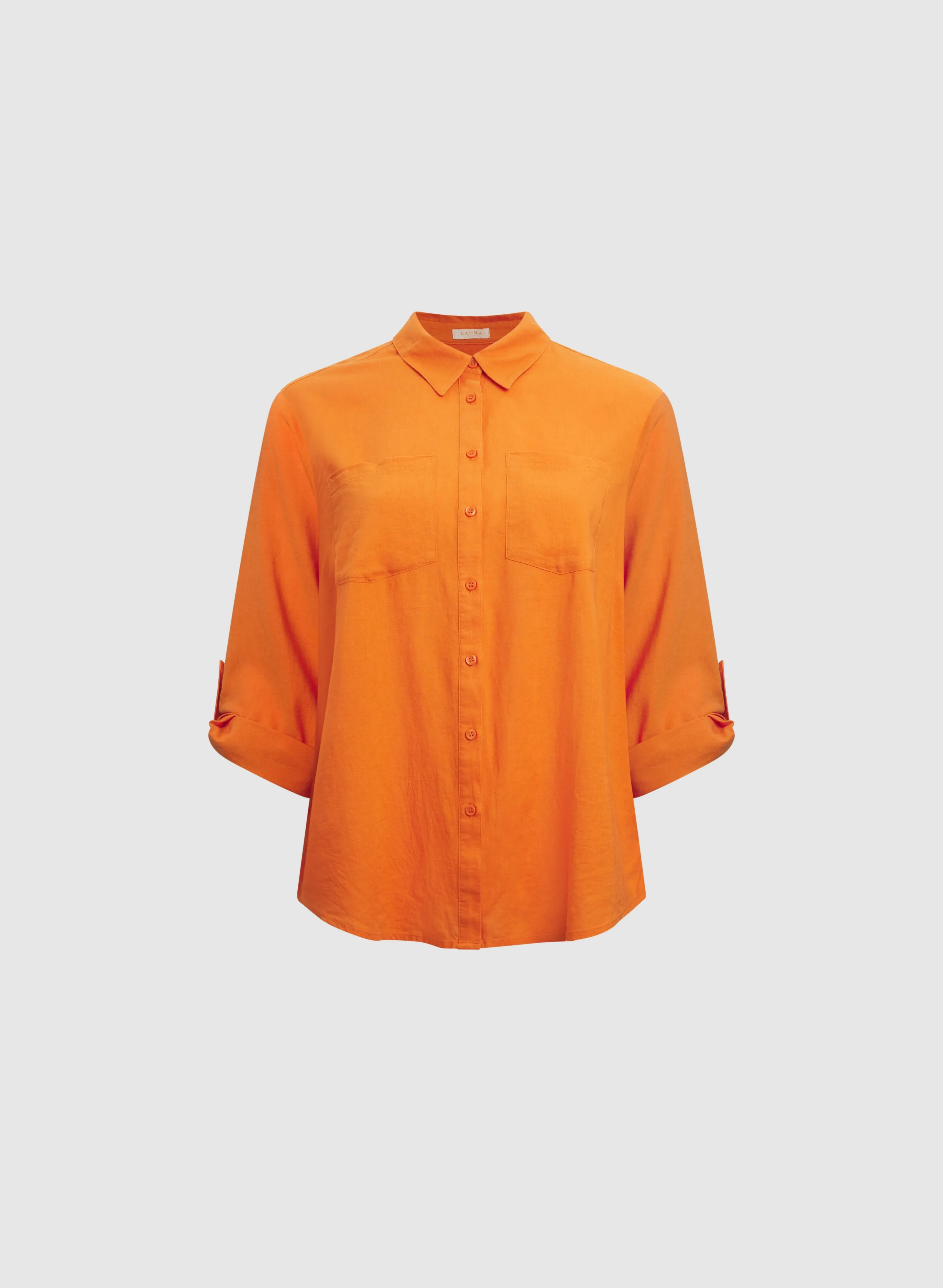 Linen-Blend Button-Down Blouse sold by Laura product image thumbnail 5