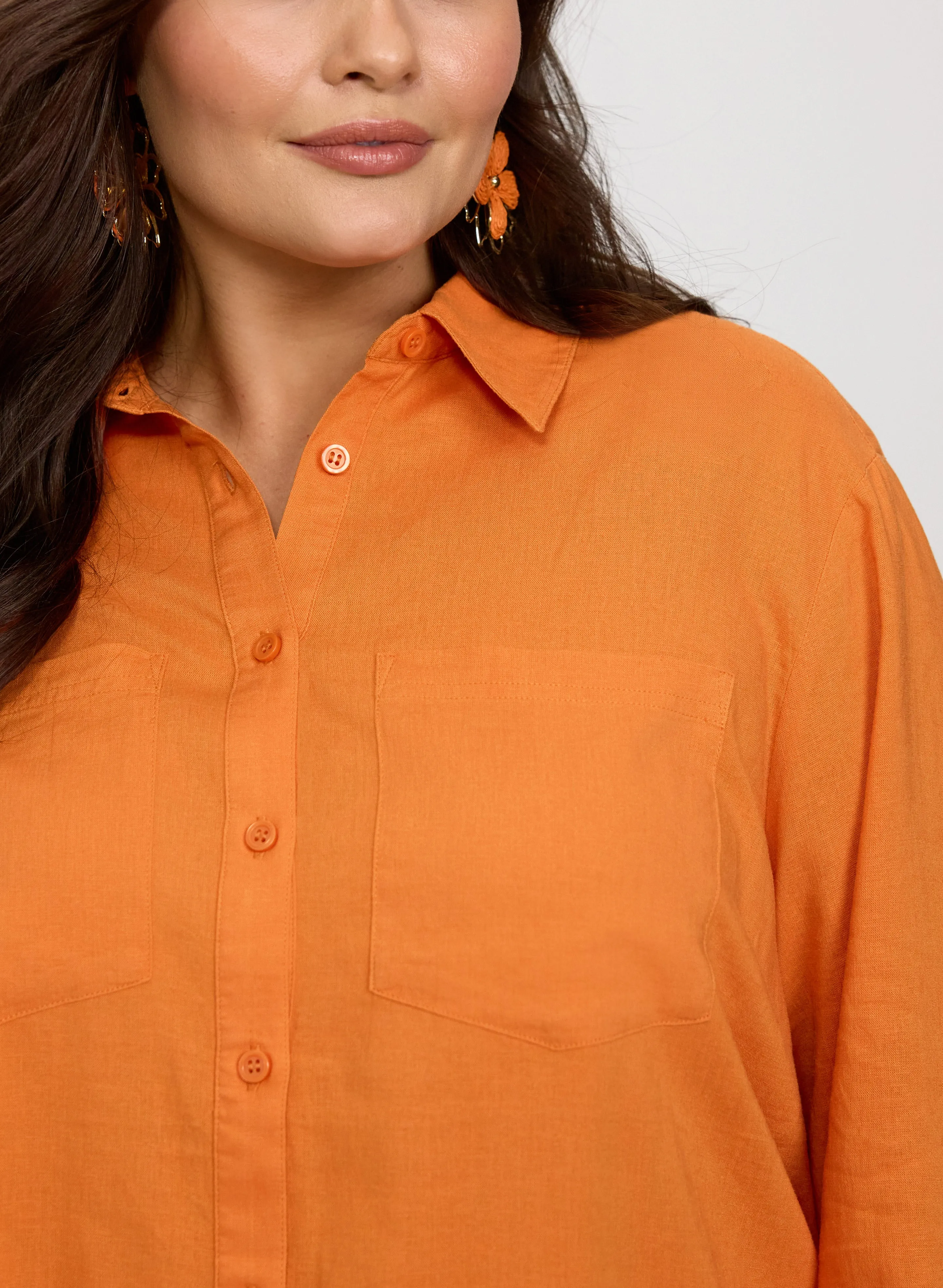 Linen-Blend Button-Down Blouse sold by Laura product image thumbnail 4