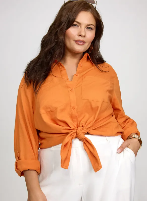 Linen-Blend Button-Down Blouse made by Laura