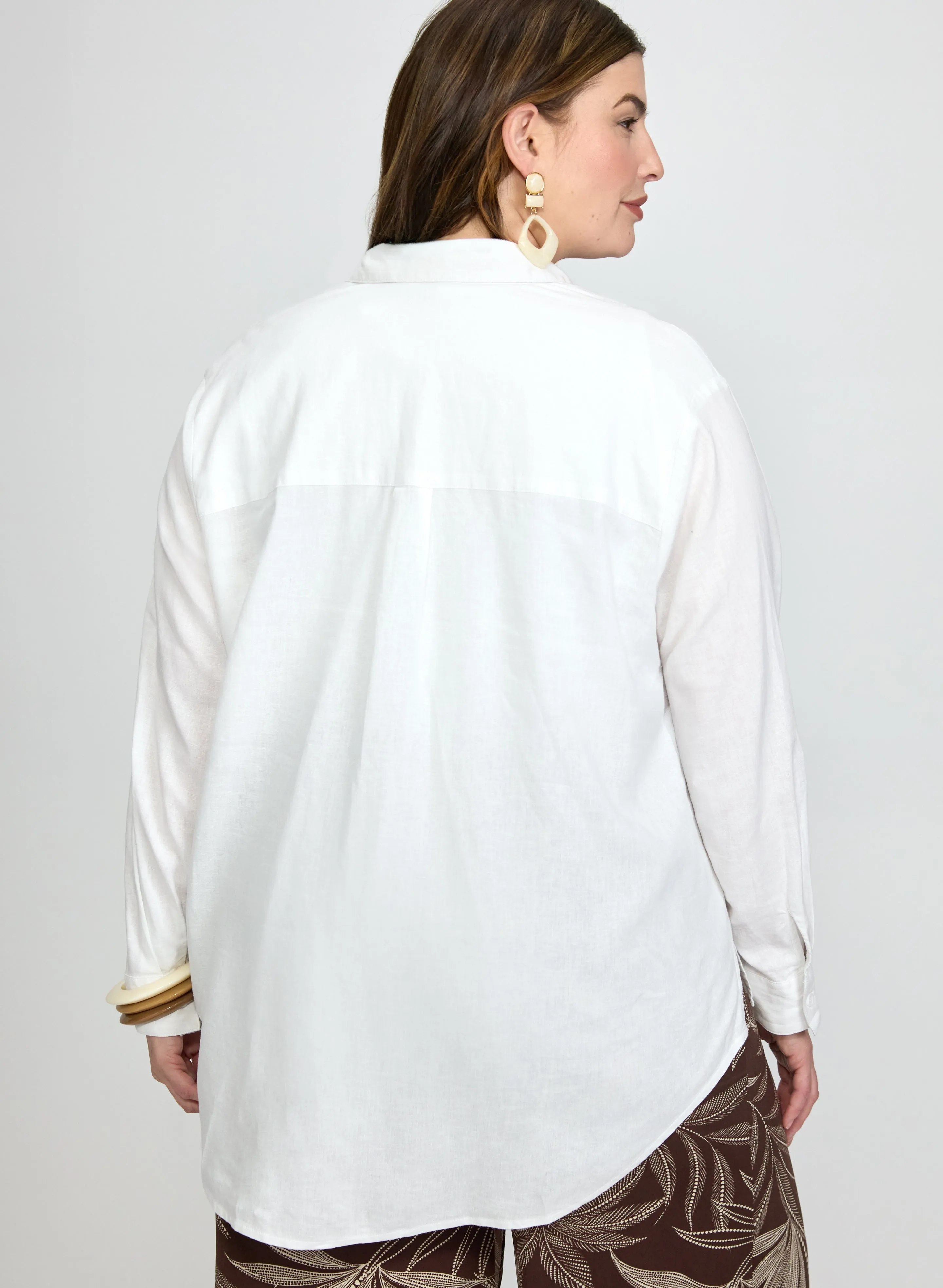 Linen-Blend Button-Down Blouse sold by Laura product image thumbnail 4