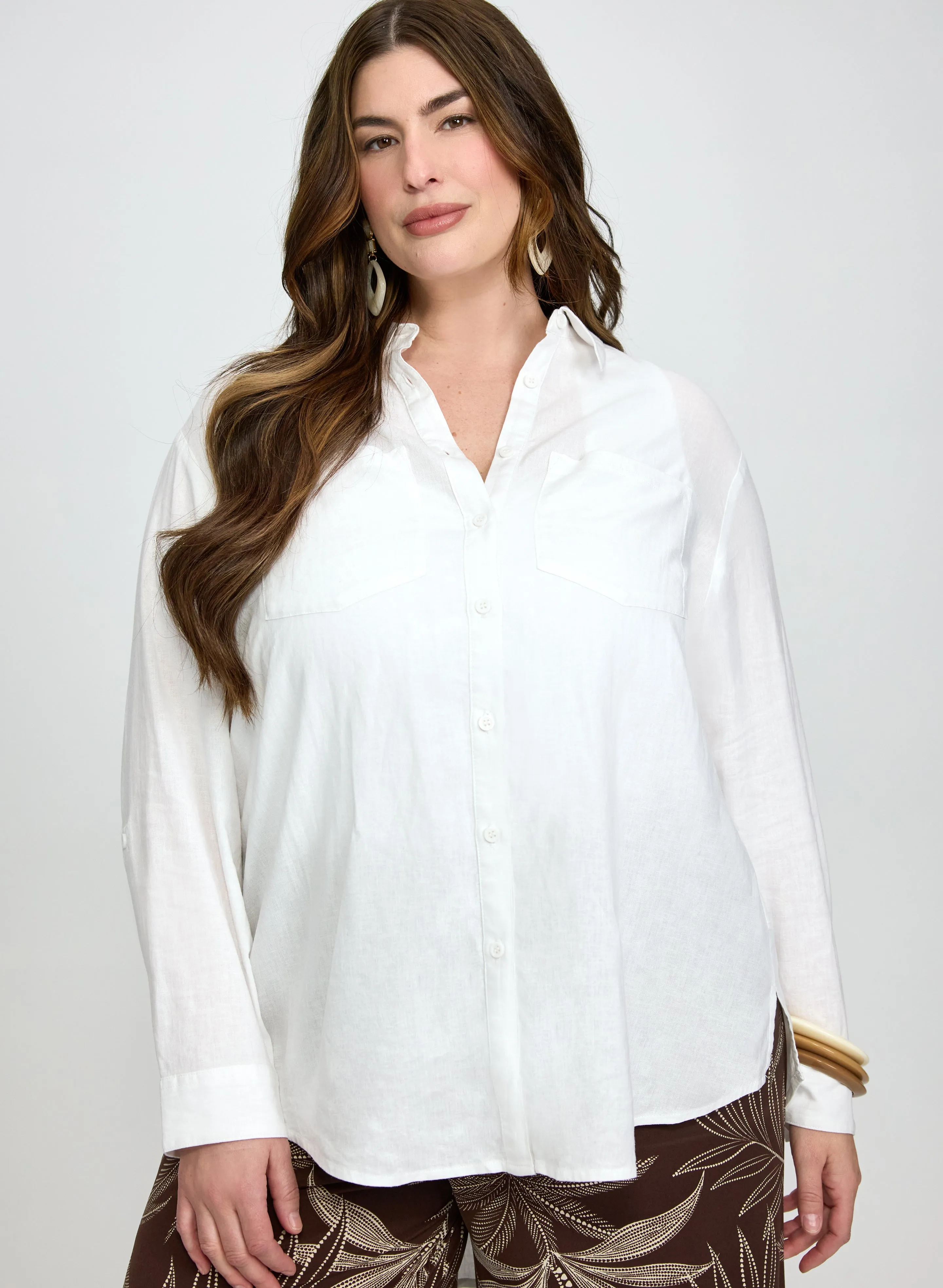 Linen-Blend Button-Down Blouse sold by Laura product image thumbnail 2