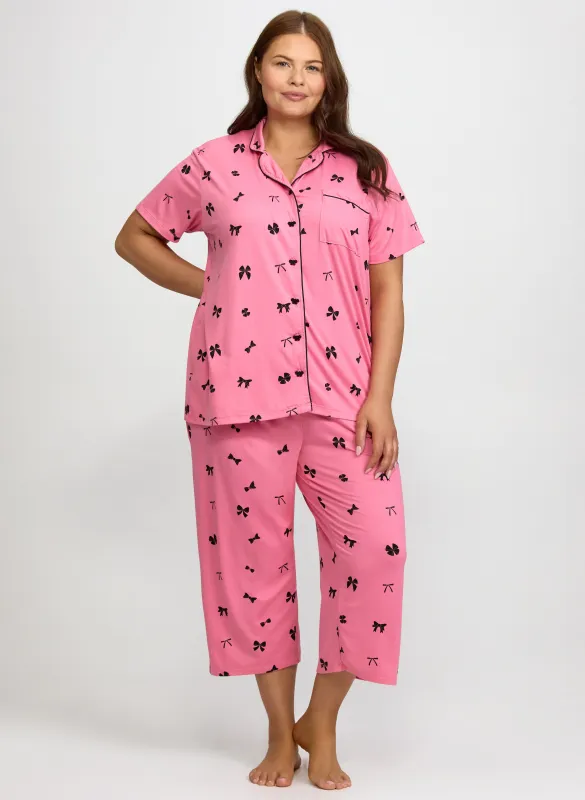 Bow Print Pyjama Set made by Laura