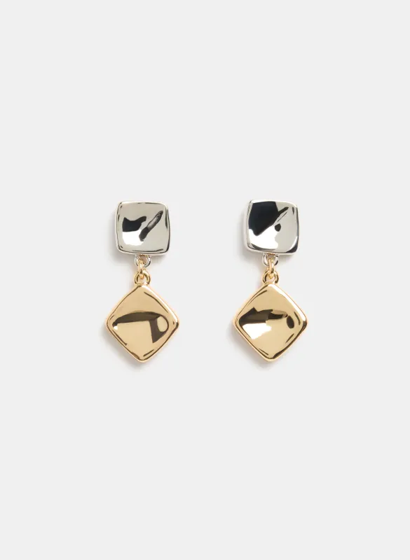 2-Tone Square Drop Earrings made by Laura