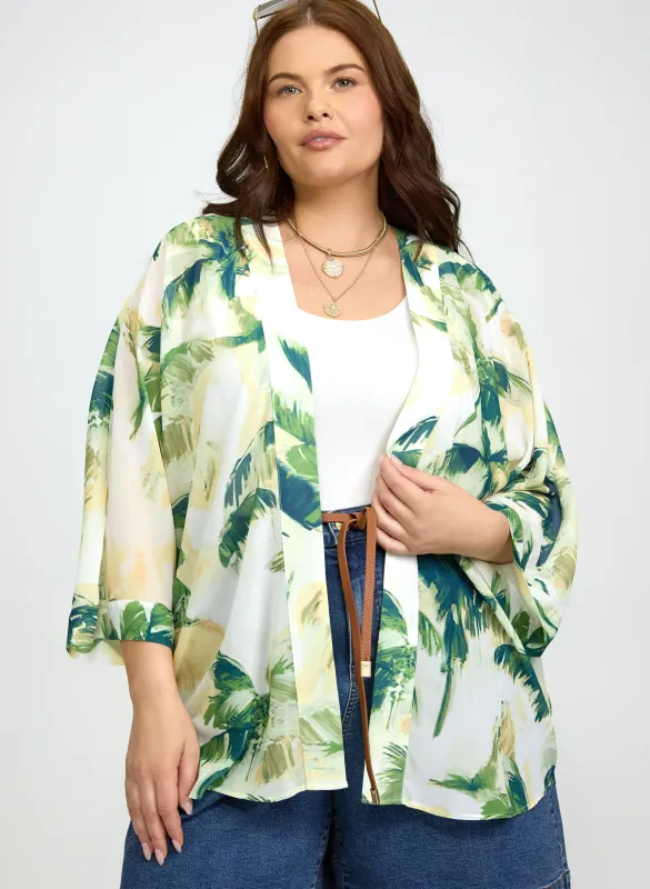 Palm Print Open Front Blouse made by Laura