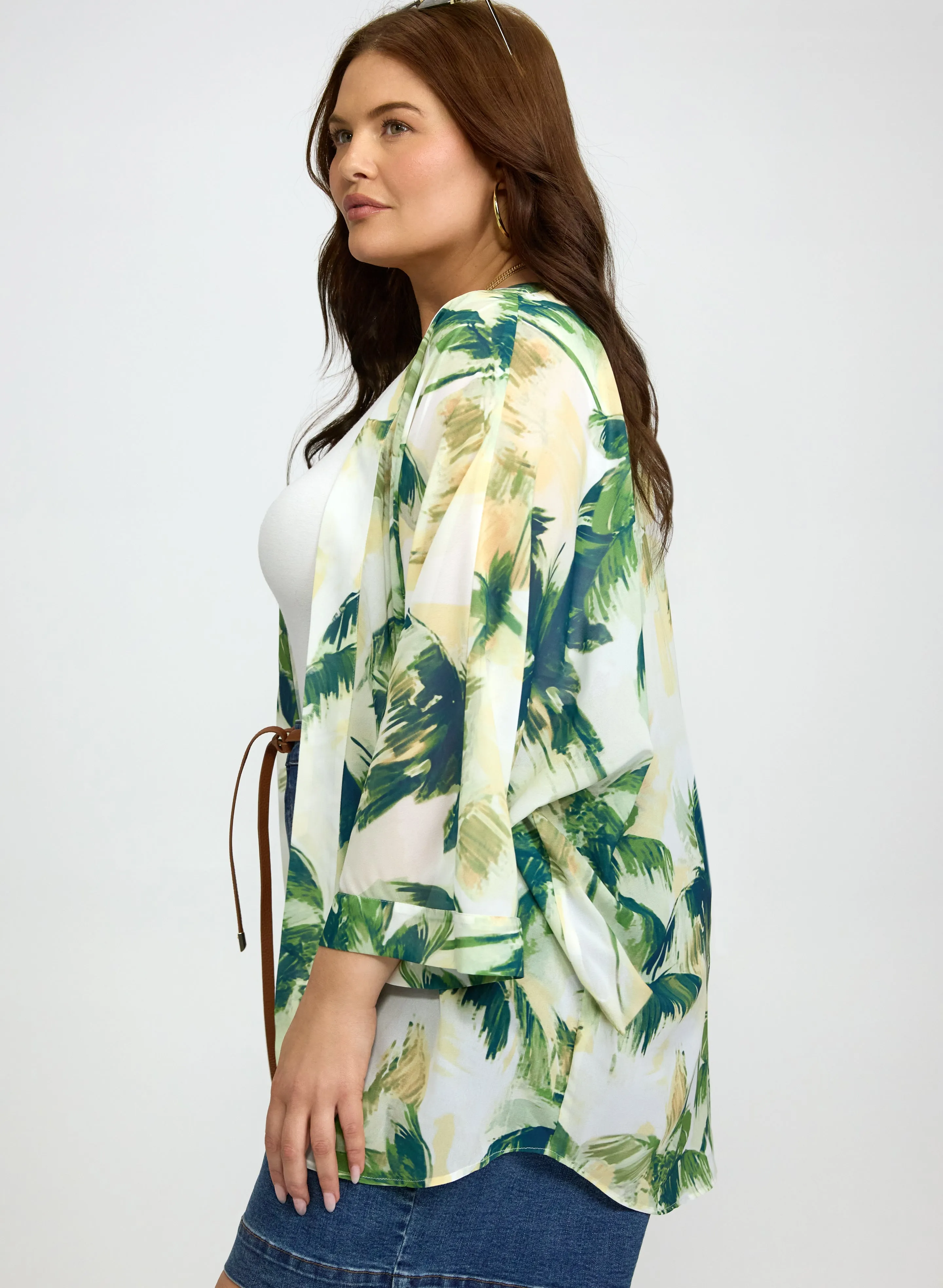 Palm Print Open Front Blouse sold by Laura product image thumbnail 4