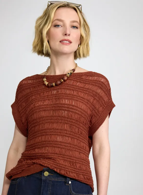 Boat Neck Short Sleeve Knit made by Laura