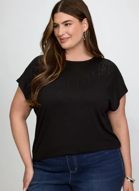 Tonal Sequined T-Shirt made by Laura