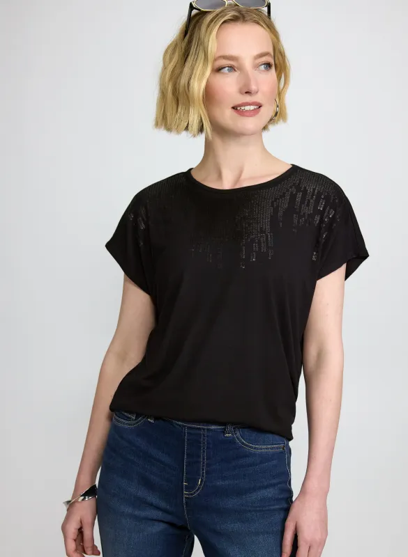 Tonal Sequined T-Shirt made by Laura
