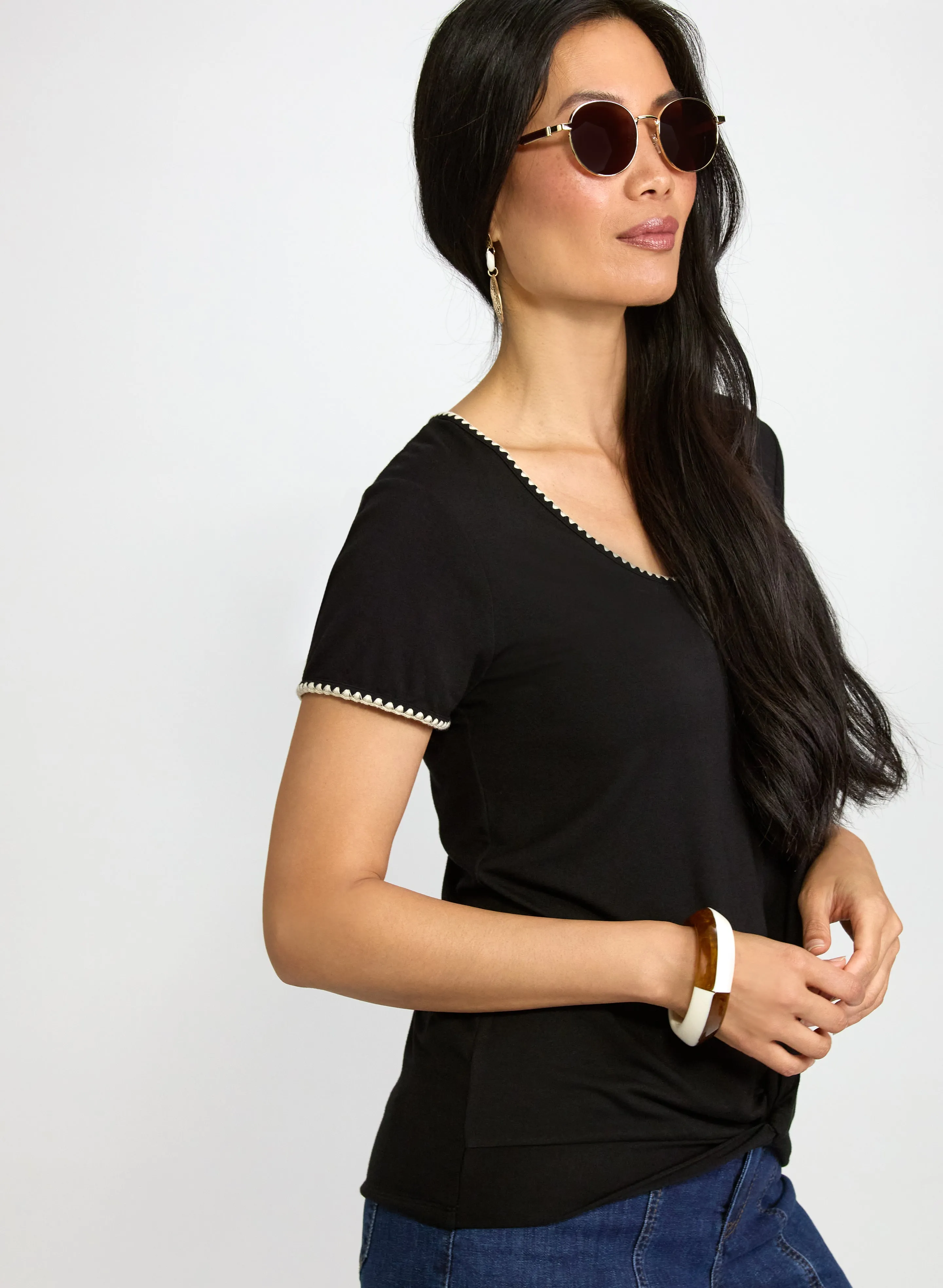 Stitch Trim Scoop Neck T-Shirt sold by Laura product image thumbnail 5