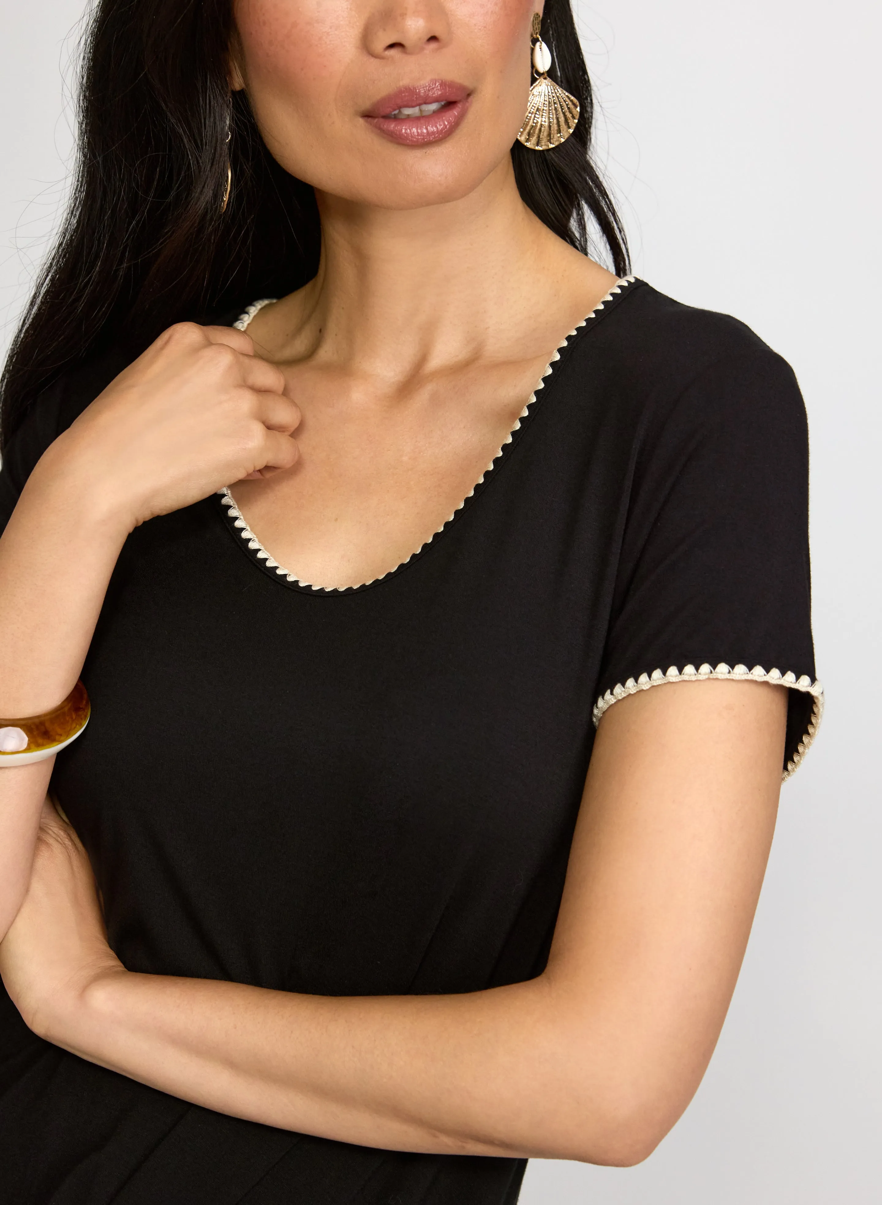 Stitch Trim Scoop Neck T-Shirt sold by Laura product image thumbnail 2