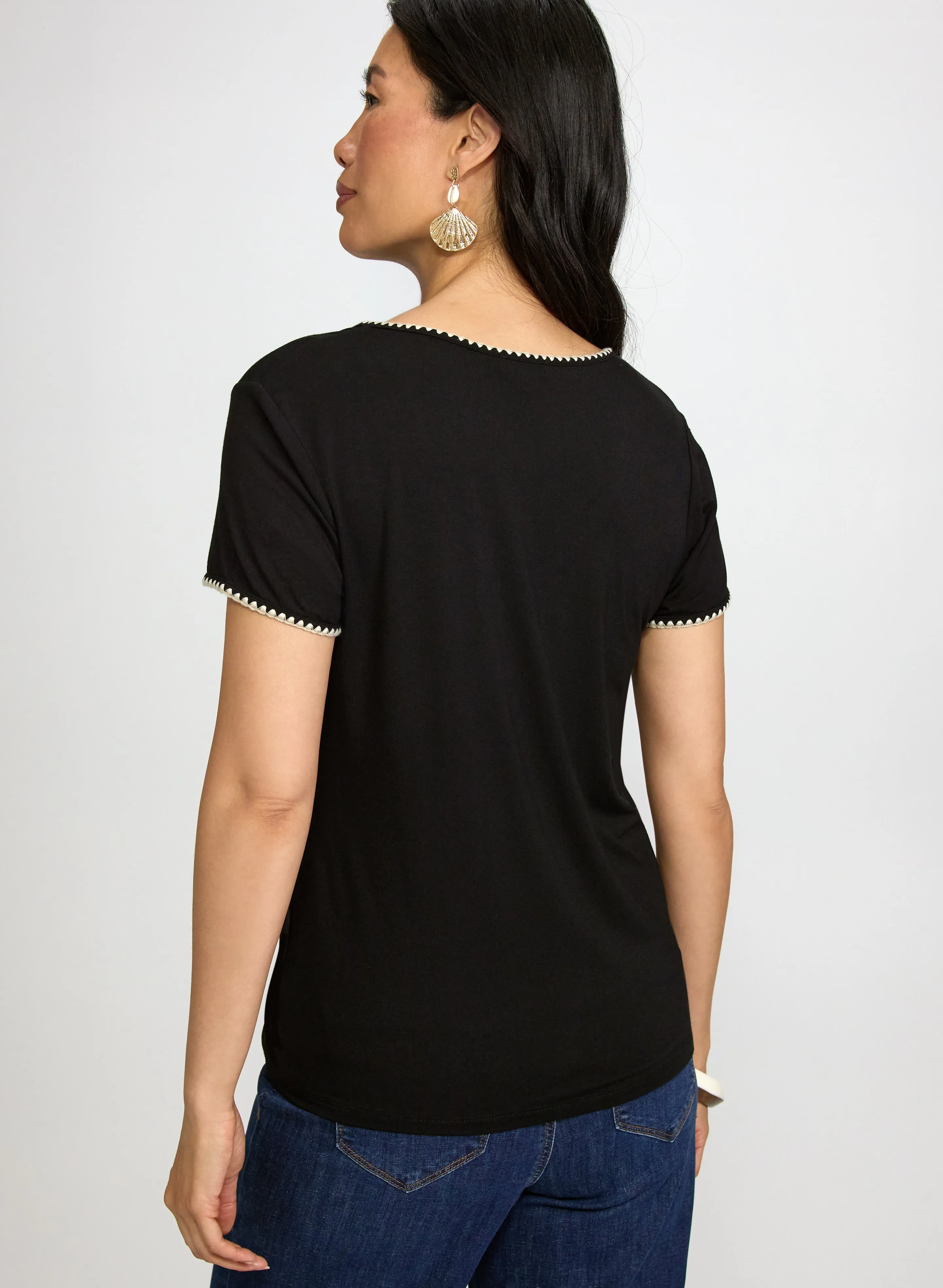 Stitch Trim Scoop Neck T-Shirt sold by Laura product image thumbnail 4