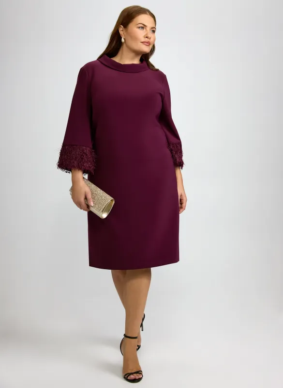 Joseph Ribkoff - Feather Trim A-Line Dress made by Laura