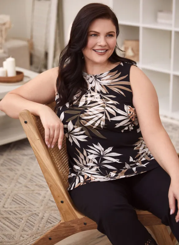 Leaf Print Sleeveless Top sold by Laura