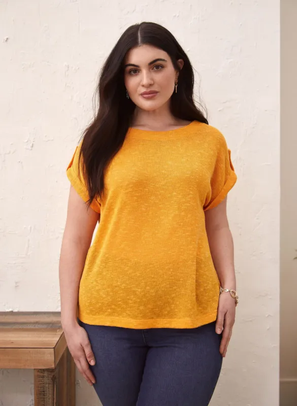 Boat Neck Melange Knit Top sold by Laura