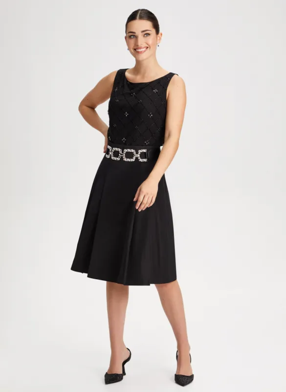 Beaded Sleeveless Top & Flared Skirt sold by Laura