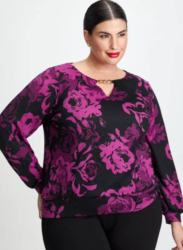 Rose Motif Keyhole Detail Blouse sold by Laura