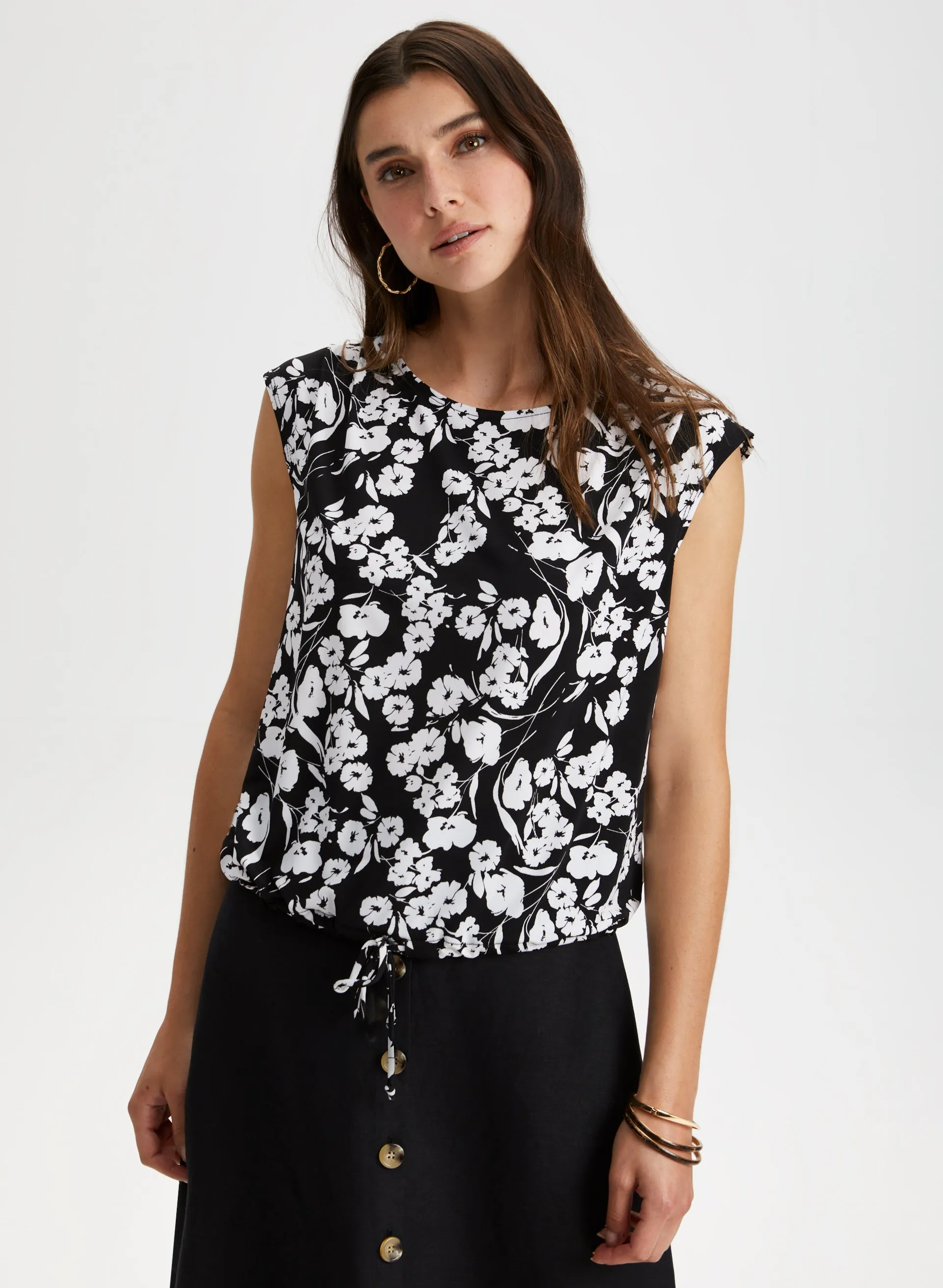 Floral Print Cap Sleeve Top sold by Laura