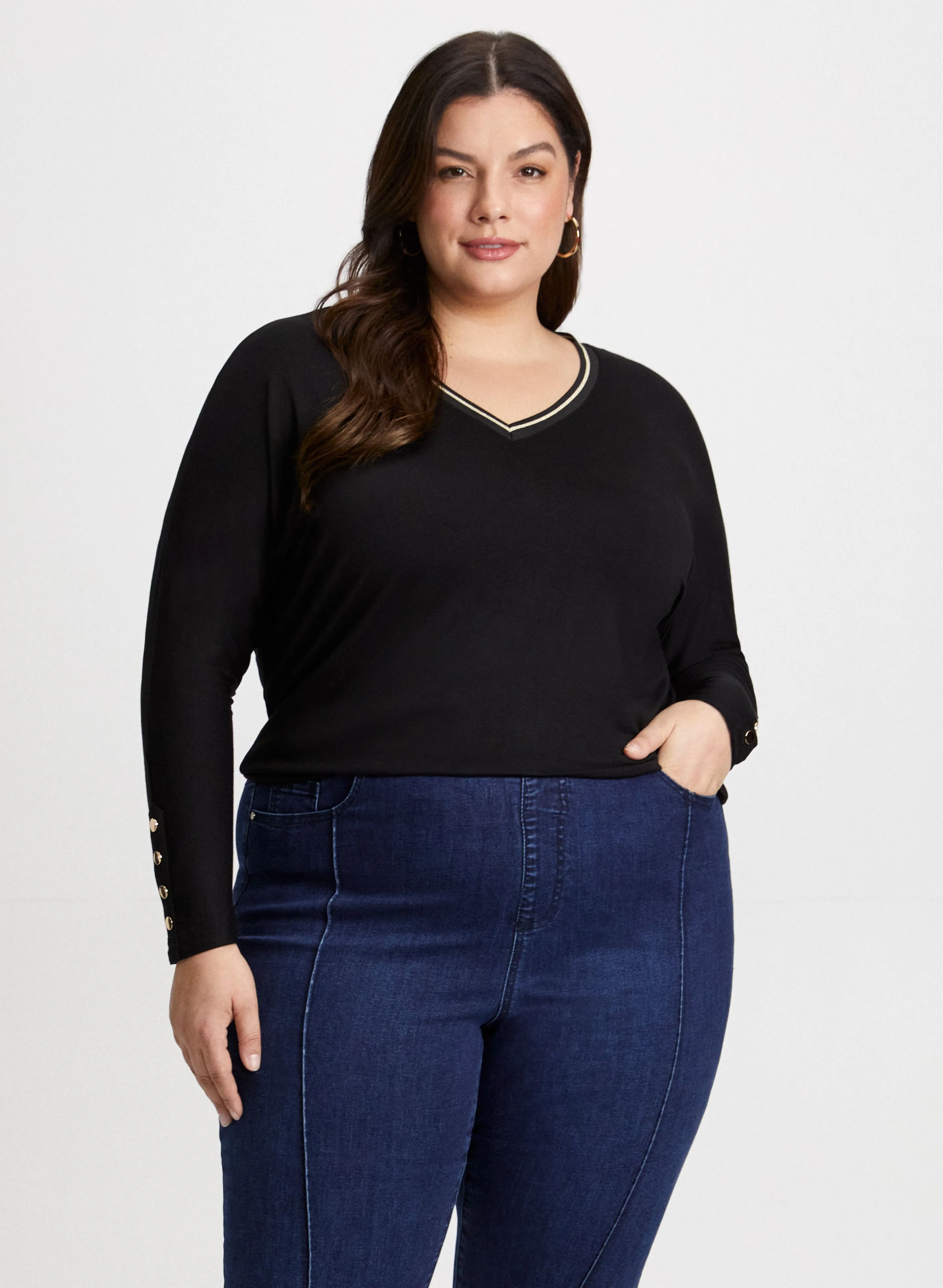 Contrast V-Neck T-Shirt sold by Laura