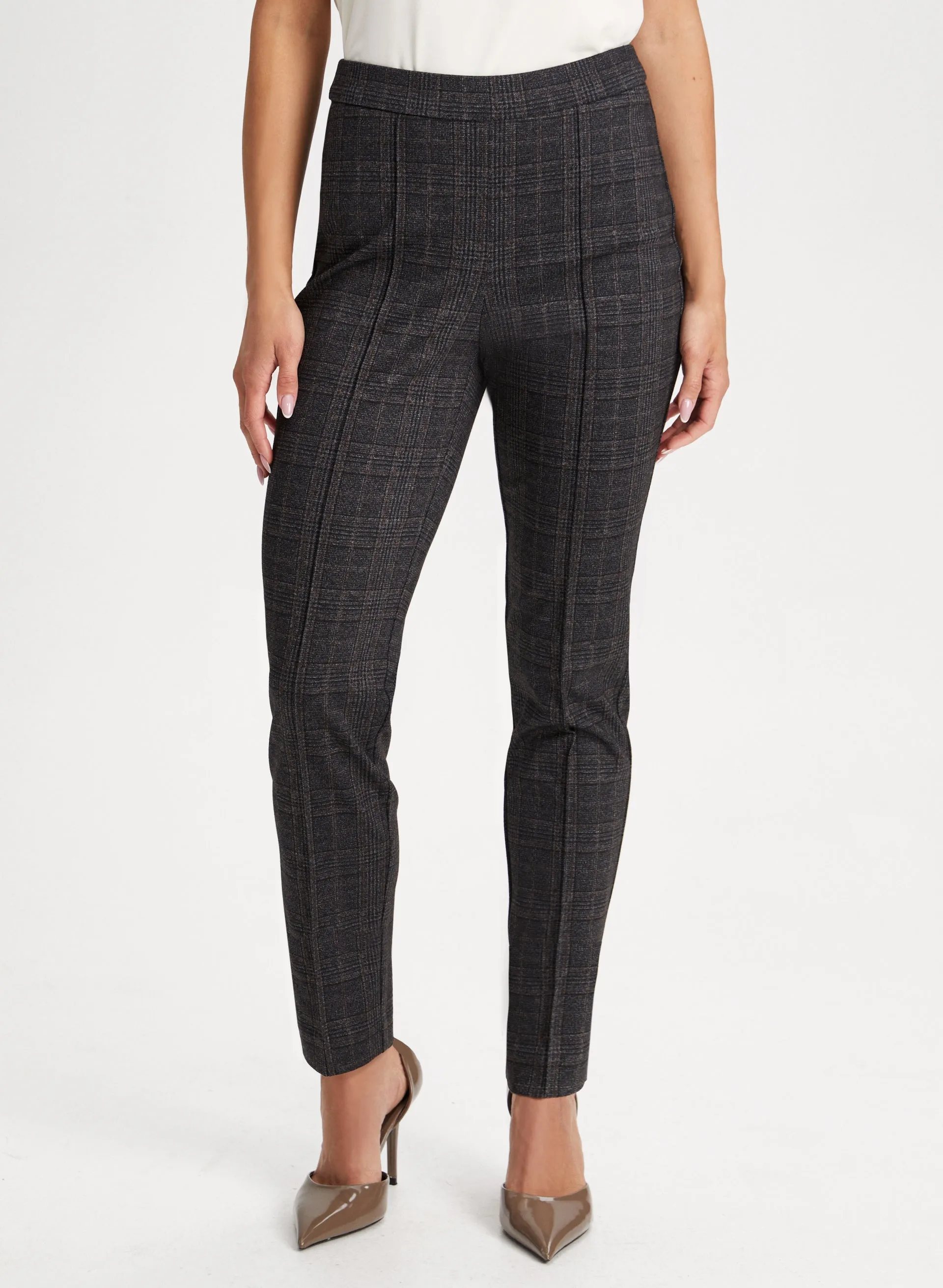 Plaid Print Pull-On Pants sold by Laura