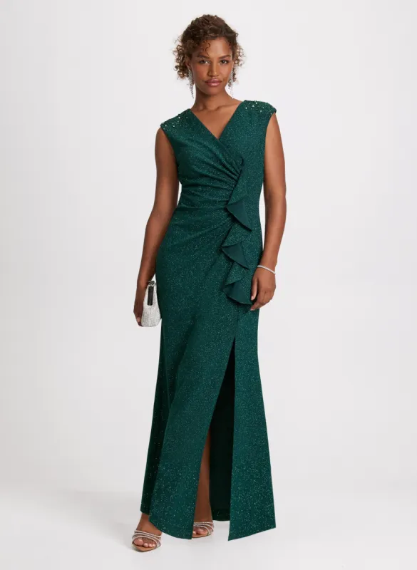 Shimmering Detail Ruched Waist Dress sold by Laura