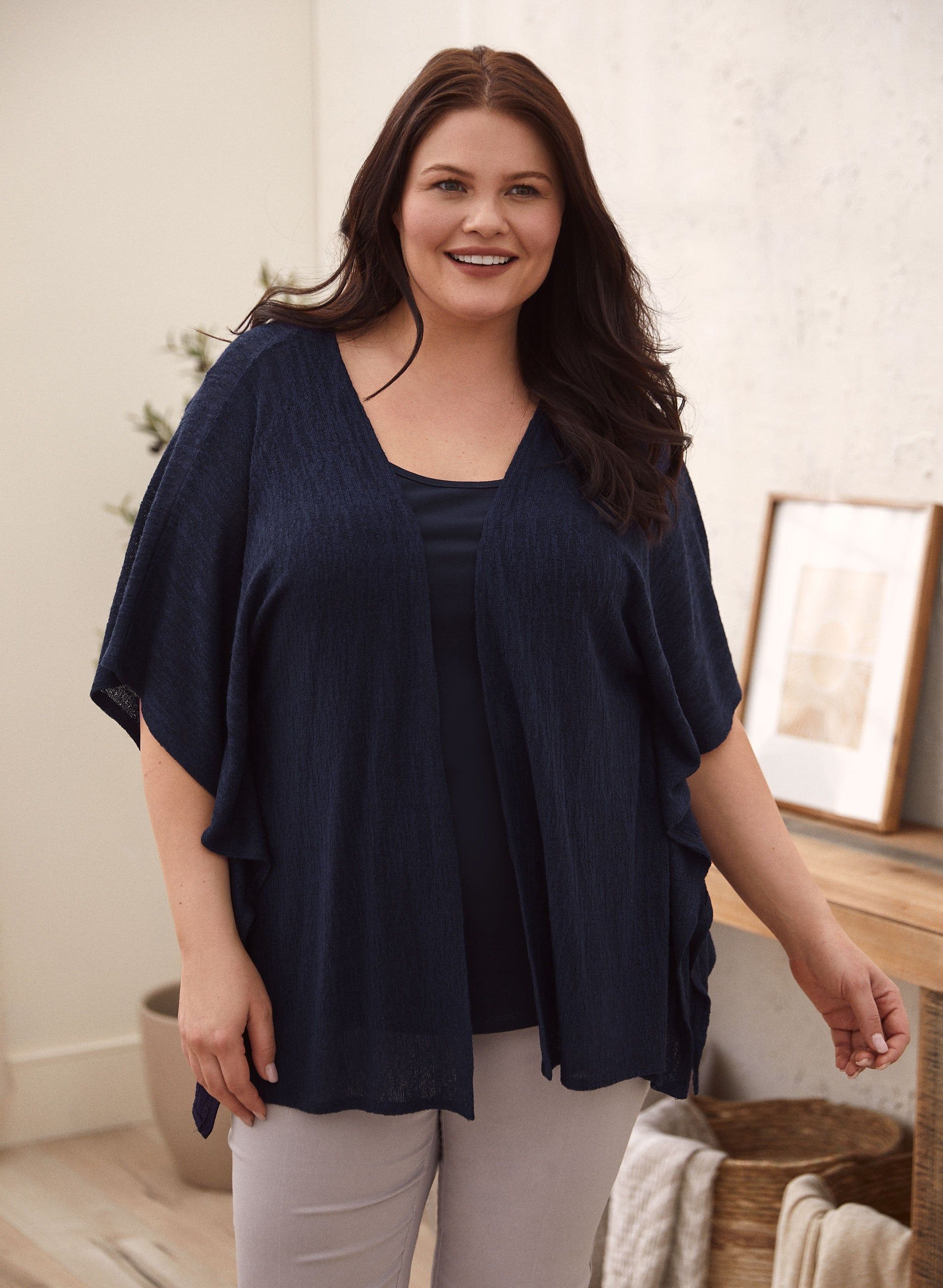 Melange Knit Open Front Top sold by Laura