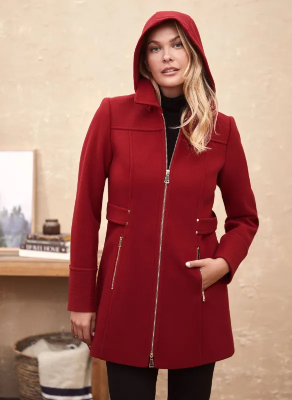 Tab Detail Wool Blend Coat sold by Laura