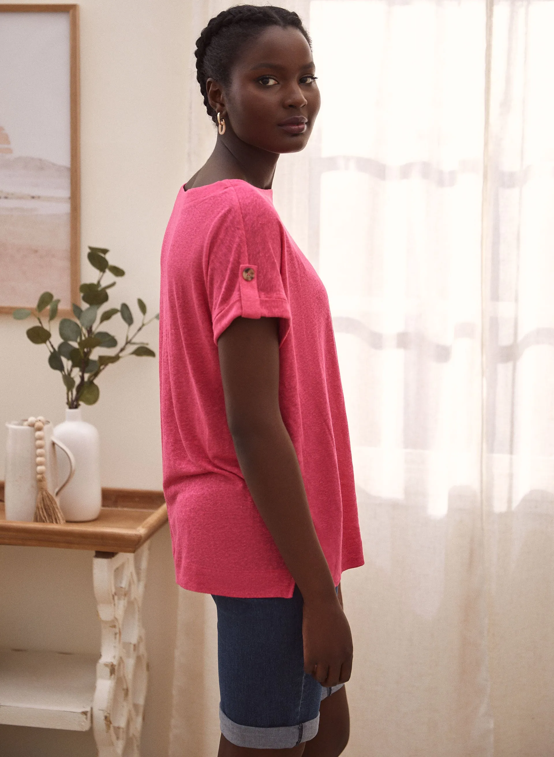 Boatneck Linen-Blend Tee sold by Laura product image thumbnail 4
