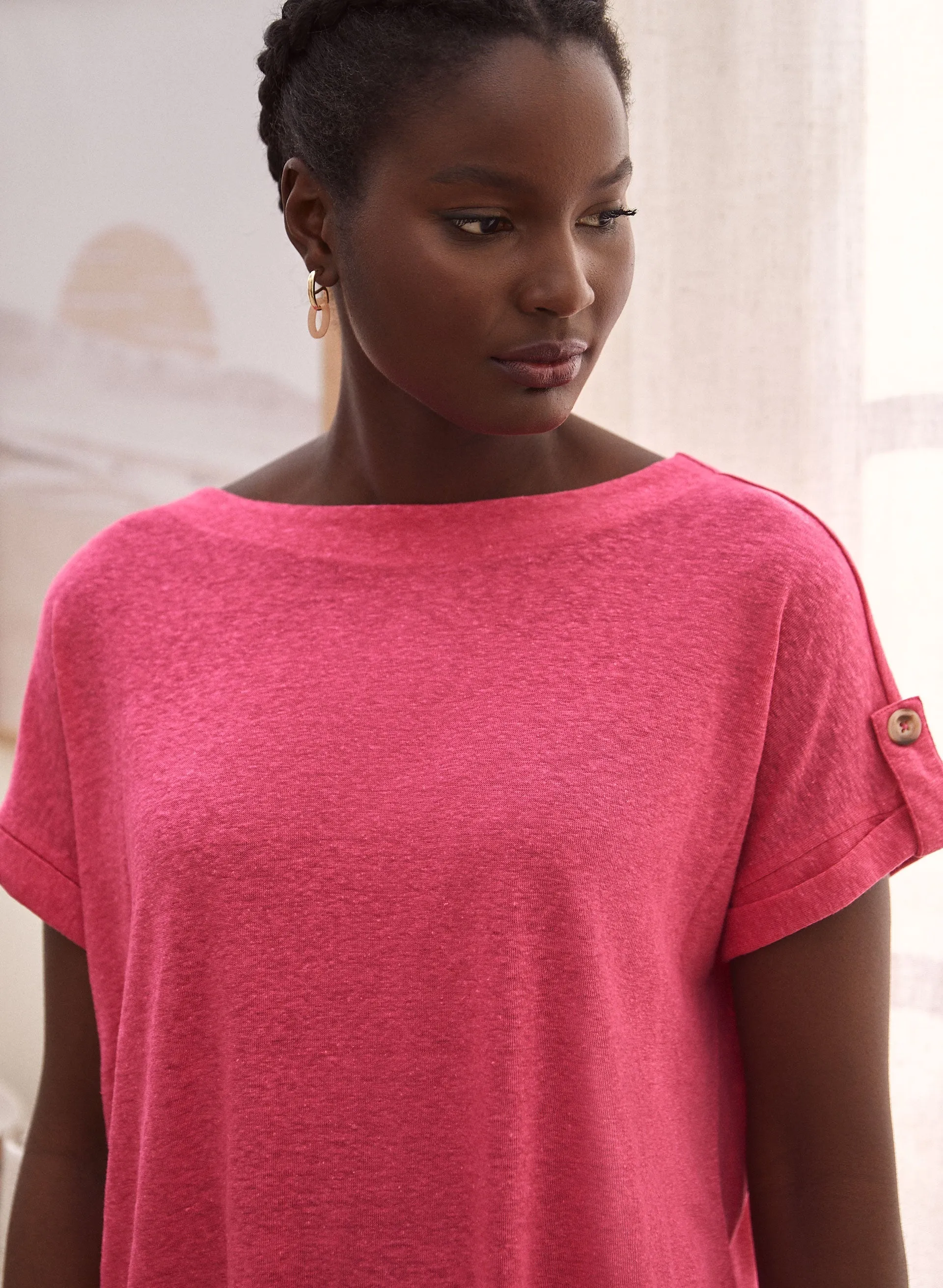 Boatneck Linen-Blend Tee sold by Laura product image thumbnail 2