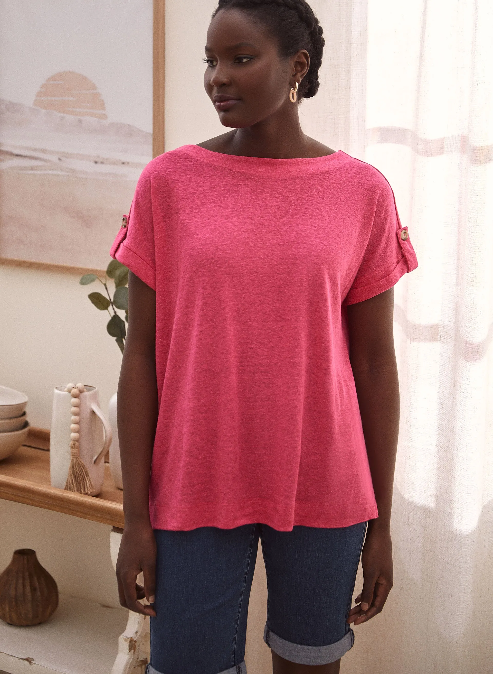 Boatneck Linen-Blend Tee sold by Laura