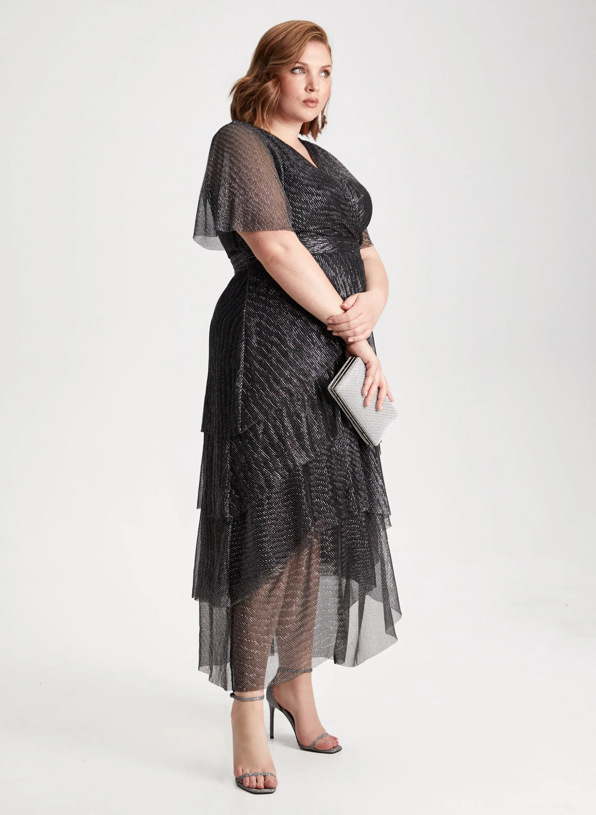 Asymmetric Tiered Metallic Dress sold by Laura product image thumbnail 2