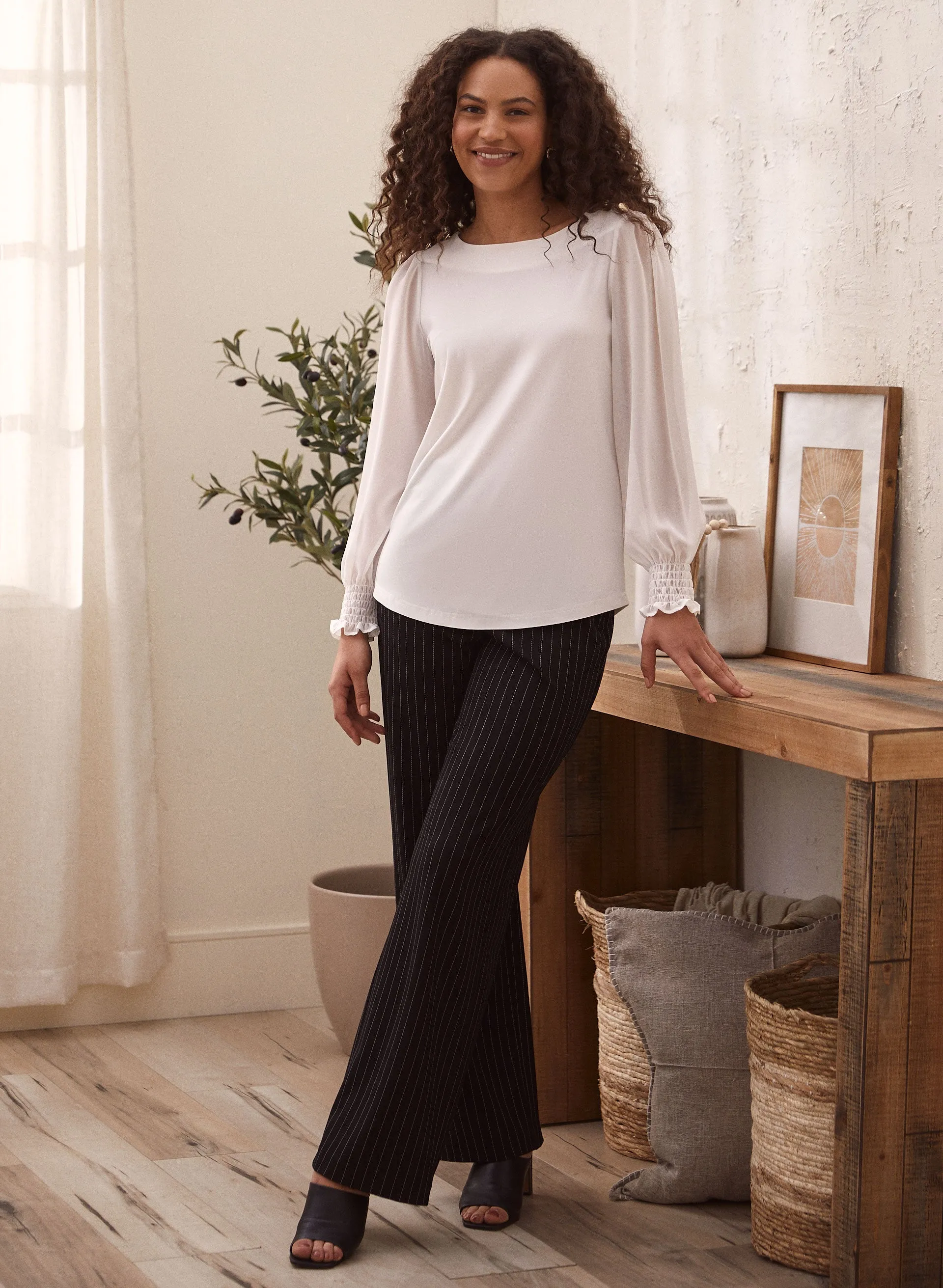 Button Detail Chiffon Sleeve Top sold by Laura product image thumbnail 4