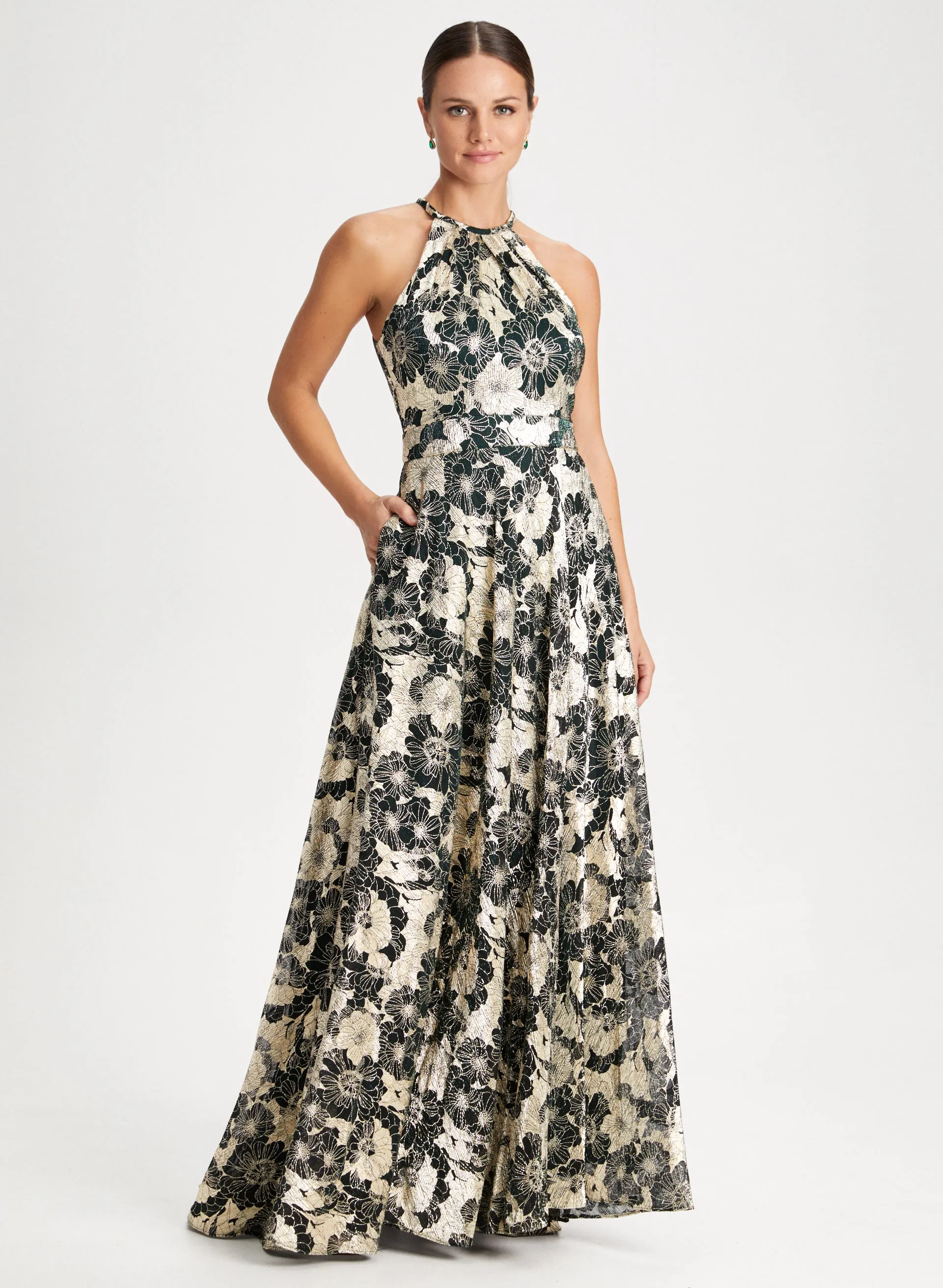 Metallic Floral Motif Dress sold by Laura