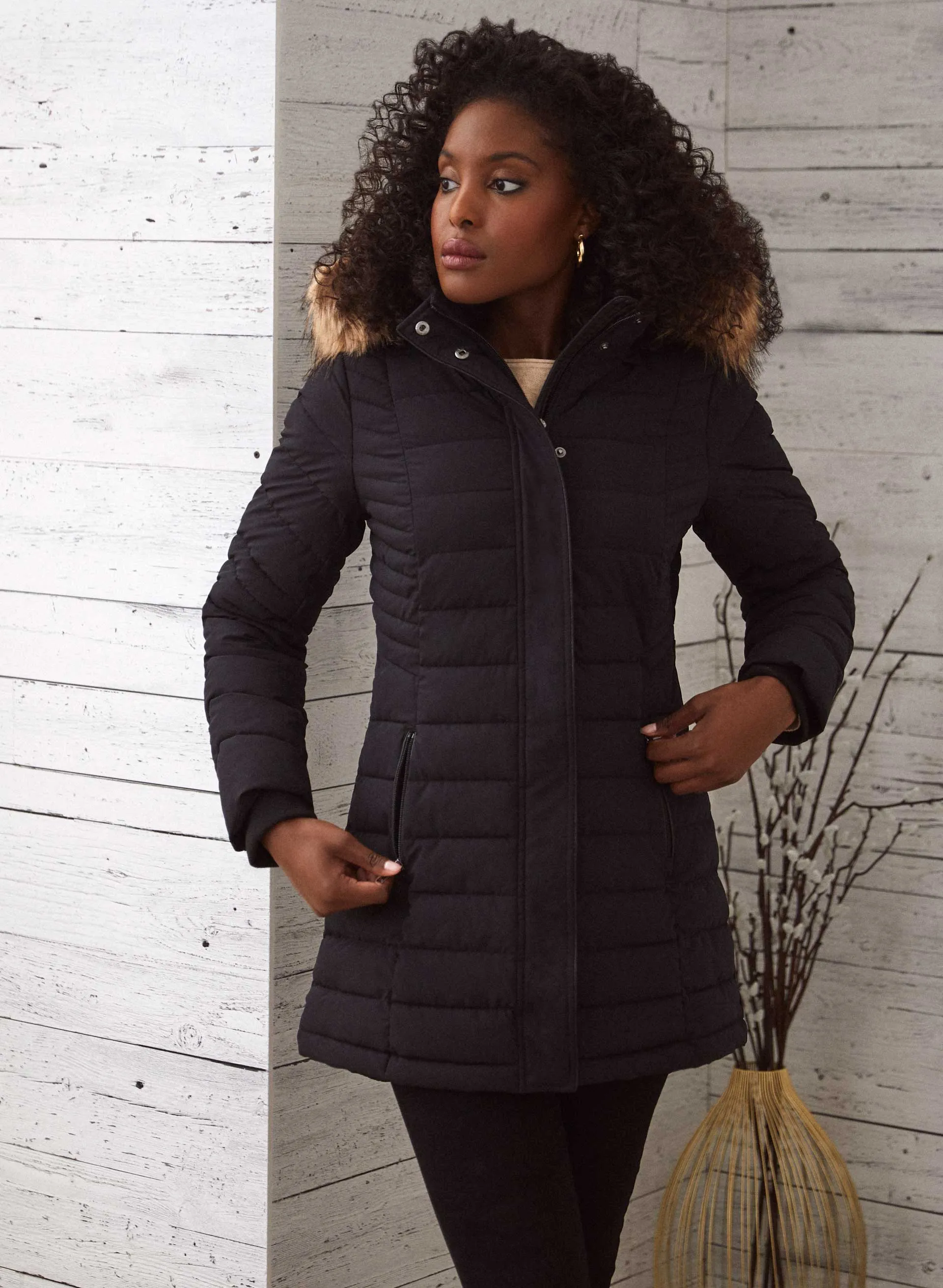 Stretch Recycled Vegan Down Coat sold by Laura